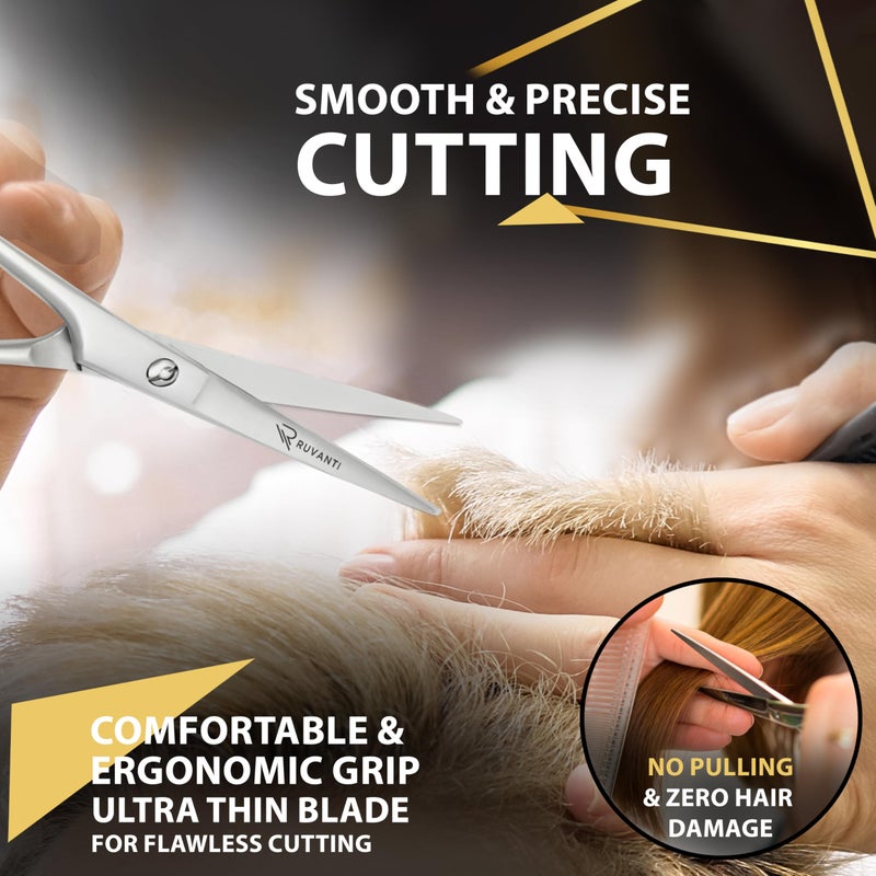 Ruvanti Ruvant Hair Cutting Scissors - Professional Barber Shears for Salon & Home Use, Sharp Stainless Steel Hair Scissors with Ergonomic Grip, 6.5 Inch Right Handed - Image 5