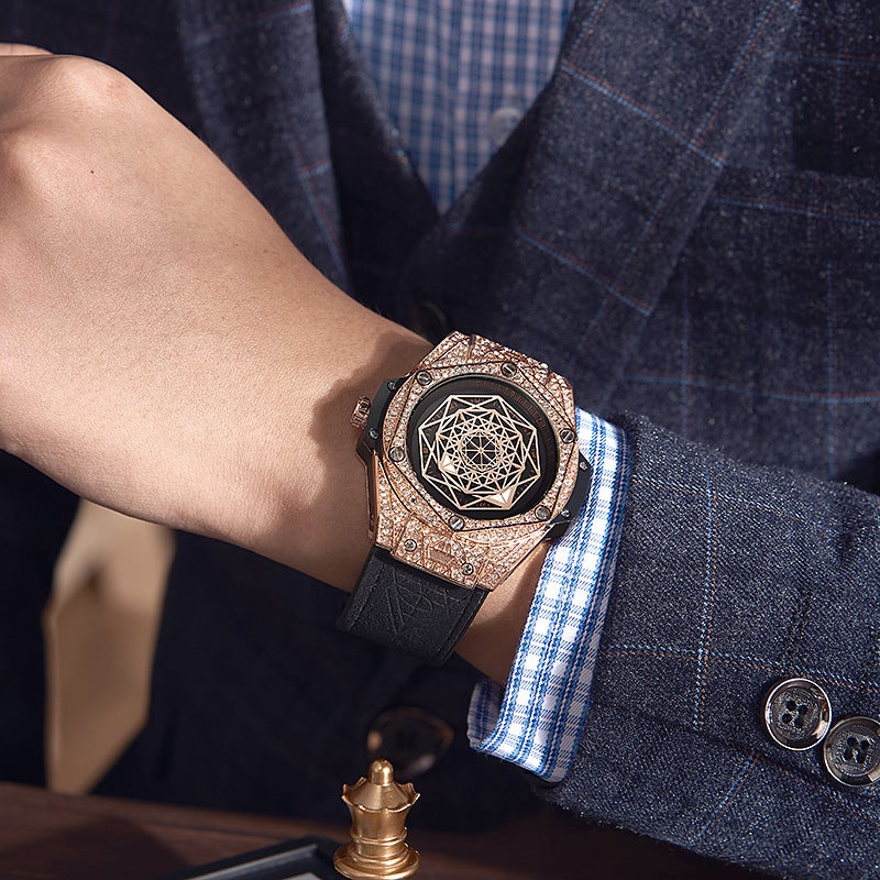 Internet Celebrity Same Style Golden Seton Men'S Watch Fashion Trend Diamond-Encrusted Silicone Waterproof Automatic Mechanical Watch Men'S Explosions - Image 4