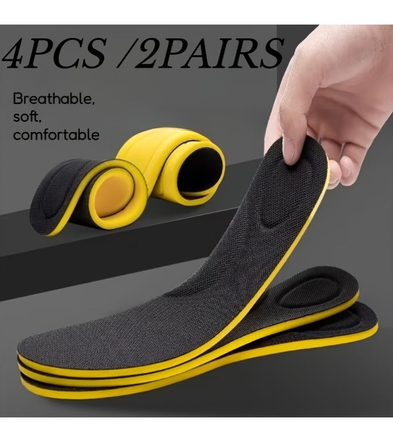 4 Pairs Black Mesh Sweat Absorbing Insoles Soft Springy Comfortable High Elasticity Keeping Feet Dry Suitable For All Seasons Size EU45 46 US10 10 5 UK9 9 5