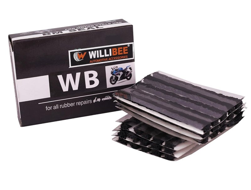 WILLIBEE (Pack of 30) Premium Heavy Duty Tubeless Tyre Puncture Repair Strips,30 Black Puncher Repair Seal Strips for Car, Bike, SUV, & Motorcycle - Image 1