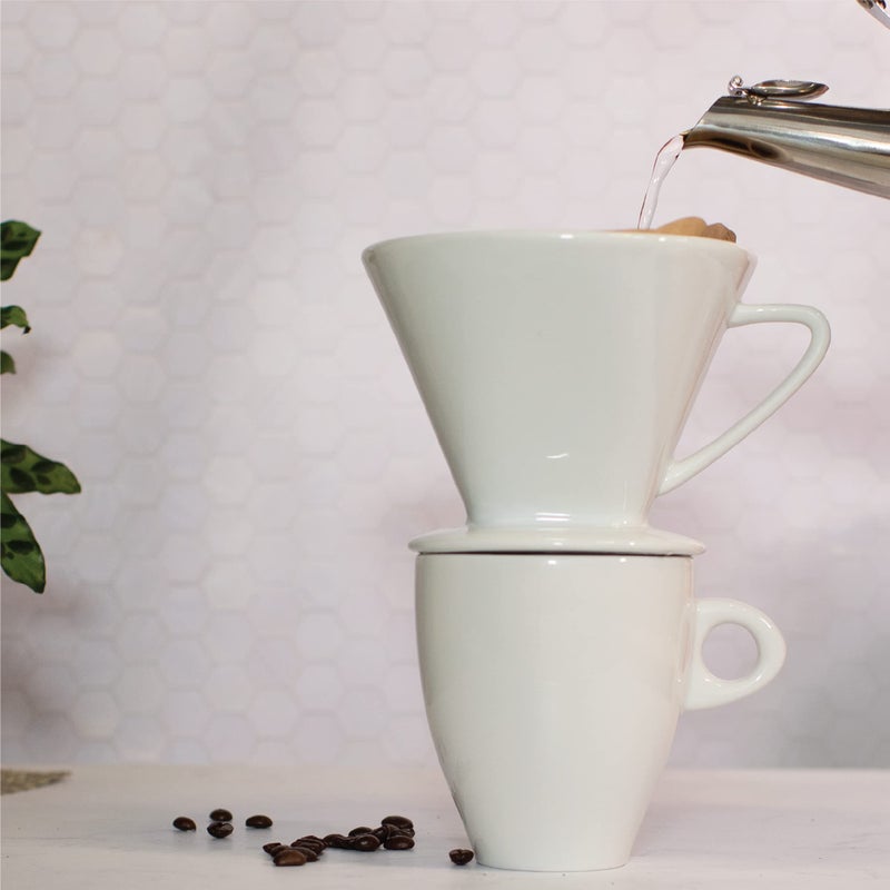 Cilio C105179 Porcelain Coffee Filter/Holder Pour-Over, 6/Large, White - Image 4