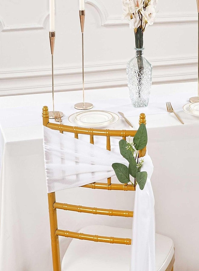 QueenDream White Chair Sashes Wedding Aisle Decorations: 24 Packs 8ft Long Draping Fabric Sheer Church Chair Cover Bulk for Party Banquet - Image 3
