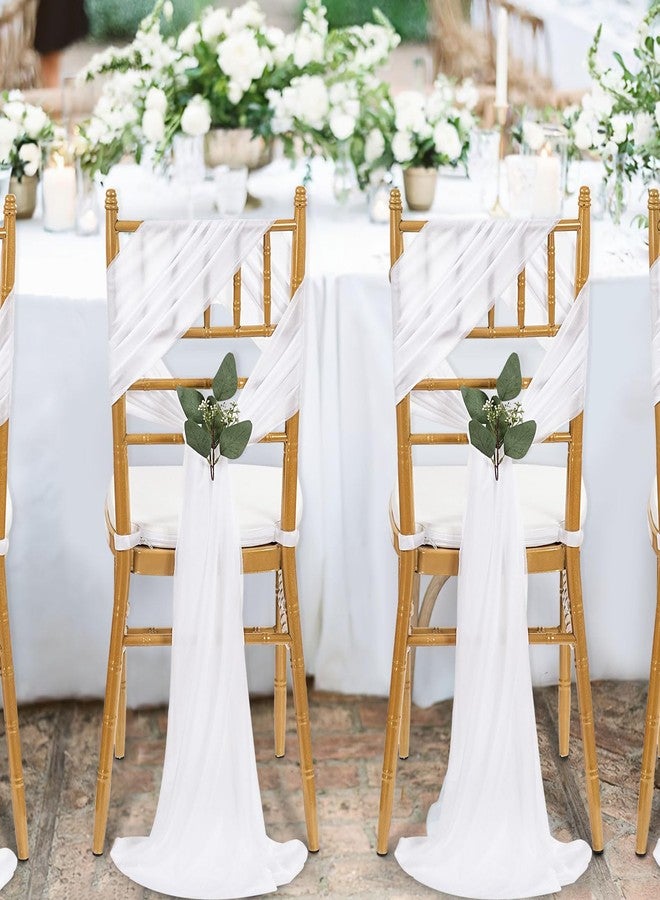QueenDream White Chair Sashes Wedding Aisle Decorations: 24 Packs 8ft Long Draping Fabric Sheer Church Chair Cover Bulk for Party Banquet - Image 5