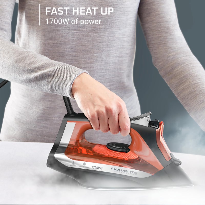 Rowenta Iron Steamer for Clothes, Stainless Steel Soleplate Steam Iron, Microsteam Holes, 1700 Watts, Lightweight, Auto-off, Black, DW2360 - Image 4