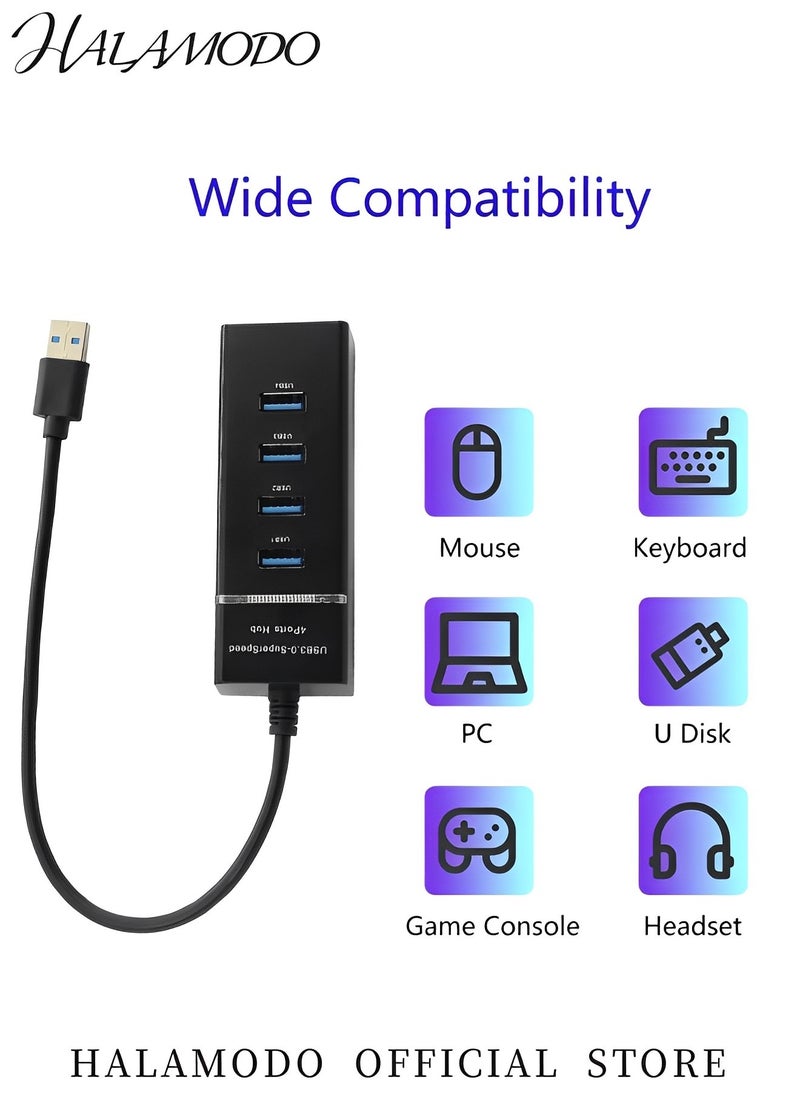 HALAMODO USB Hub with 4 Ports Multiple USB 3.0 Hub Laptop USB Port Expander USB Adapter Ultra Slim Portable USB Splitter for Port Laptop & Windows & Linux & Acer PC & More  - Image 4