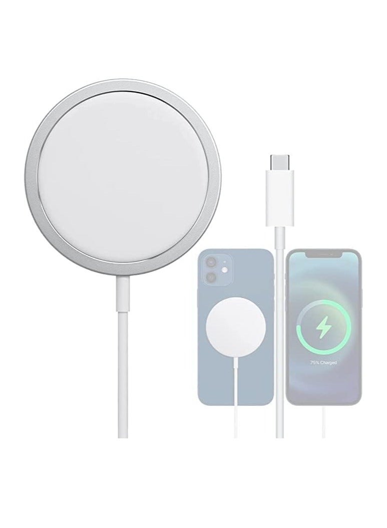 Mag-Safe Charger for iPhone USB C Fast Charging Wireless Magnetic Fast PD Charging up to 15W Compatibility with iPhone 14,14 Plus,14 Pro,14 Pro Max, 13,12 series(White)