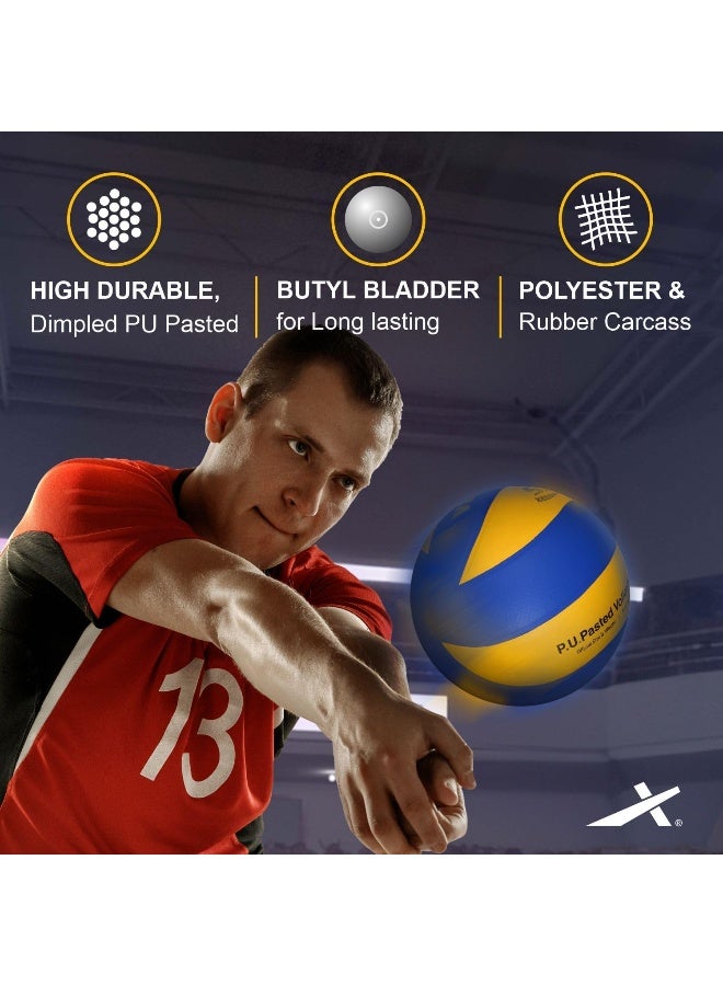 فيكتور أكس كرة طائرة فيكتور إكس سبيرو | مقاس ٤، متعددة الألوان، مصنوعة يدويًا من البولي يوريثان، ٨ ألواح، ناعمة الملمس، متينة، وخفيفة الوزن، مناسبة للعب الداخلي والخارجي. - Image 2