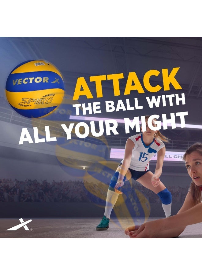 فيكتور أكس كرة طائرة فيكتور إكس سبيرو | مقاس ٤، متعددة الألوان، مصنوعة يدويًا من البولي يوريثان، ٨ ألواح، ناعمة الملمس، متينة، وخفيفة الوزن، مناسبة للعب الداخلي والخارجي. - Image 4