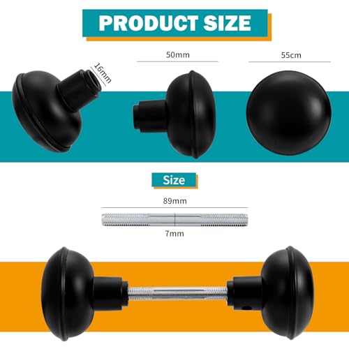 newliplace 1 Set Vintage Old Style Door Knob Set with Spindle, Antique Door Knobs Replacement Set for Interior Doors, Matte Black - Image 2