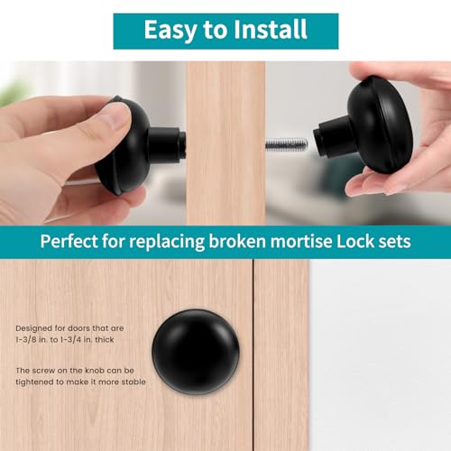 newliplace 1 Set Vintage Old Style Door Knob Set with Spindle, Antique Door Knobs Replacement Set for Interior Doors, Matte Black - Image 3