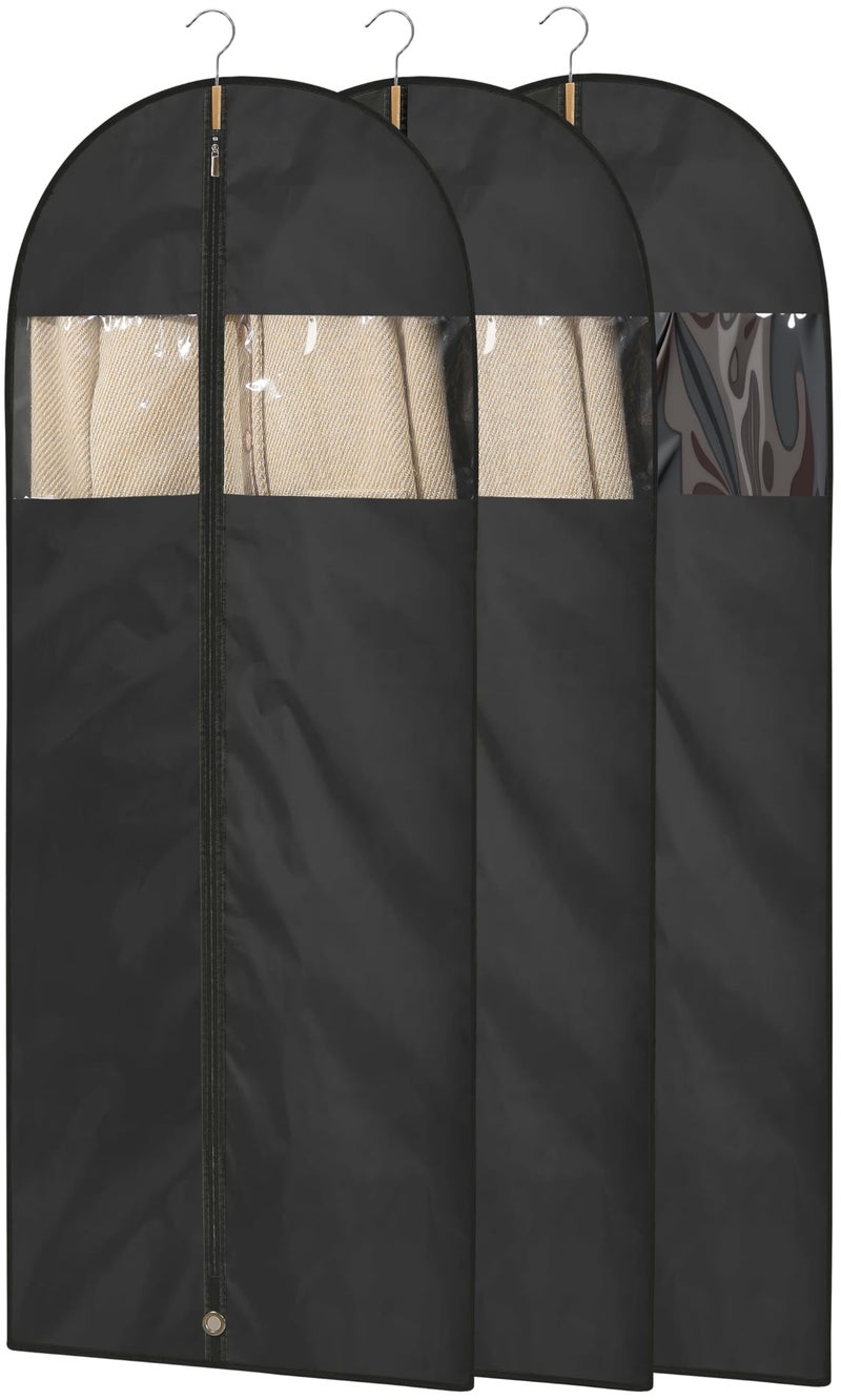 Moucas Dress Bags for Gowns 65 Long Garment Bags for Hanging Clothes 3Pack Foldable Dress Cover with Clear Window for Womens Coats Formal Gowns and Evening Dresses