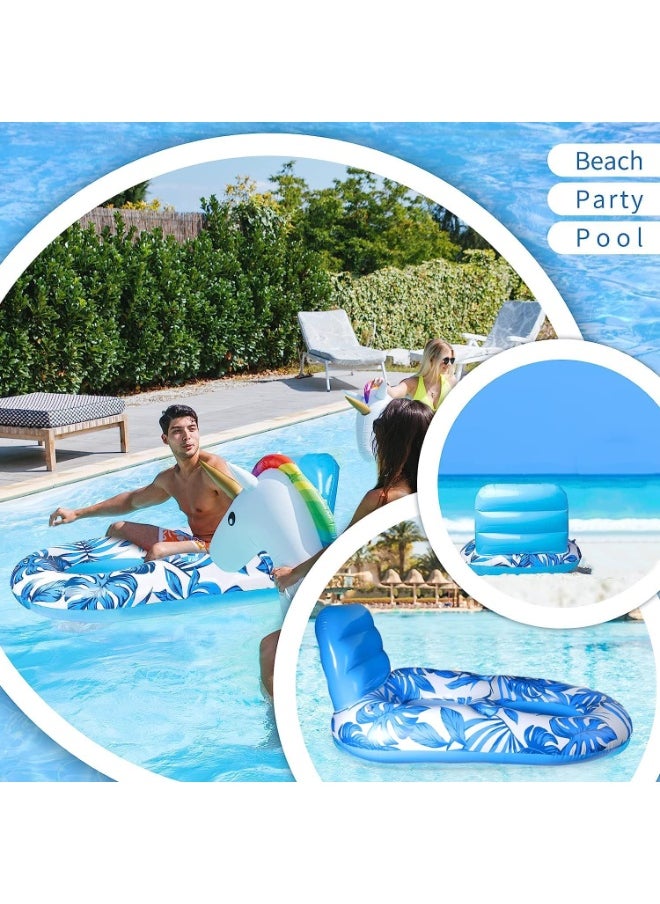 Inflatable Pool Float Adult - Pool Floaties Lounger Floats Rafts Floating Chair Floats Water Floaty for Swimming Pool Lake Lounge Float with Cup Holders Beach Pool Party Toys for Adults Blue