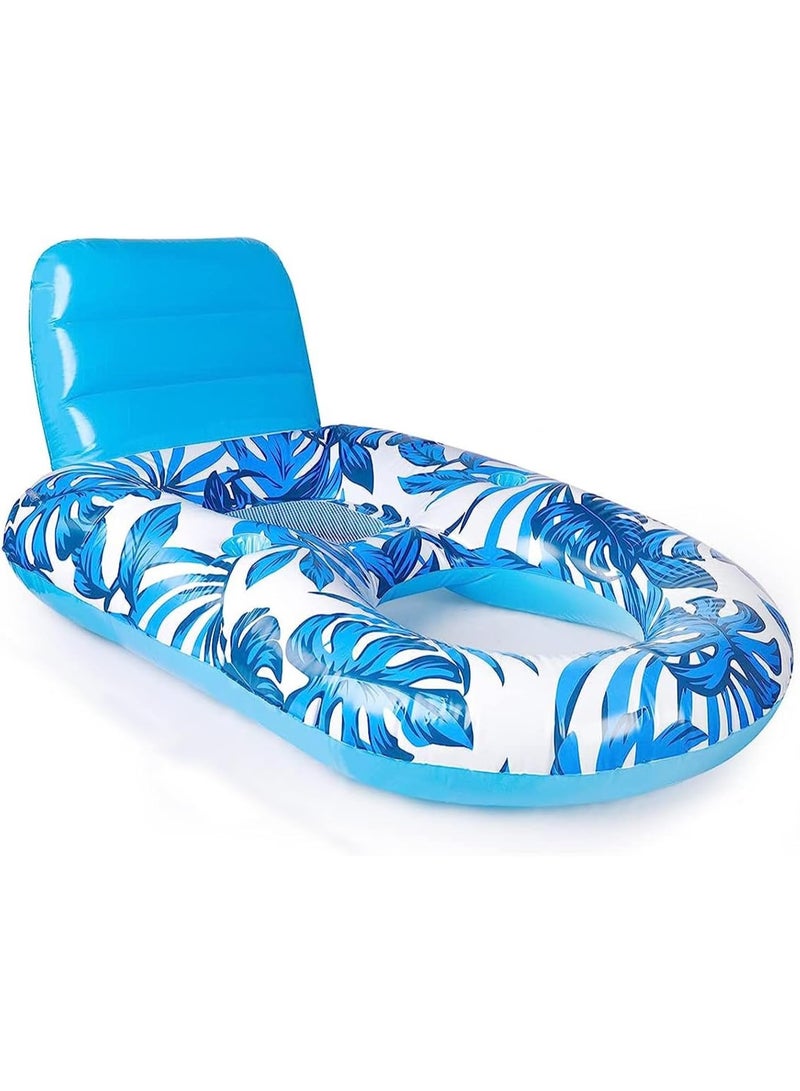 Inflatable Pool Float Adult - Pool Floaties Lounger Floats Rafts Floating Chair Floats Water Floaty for Swimming Pool Lake Lounge Float with Cup Holders Beach Pool Party Toys for Adults Blue