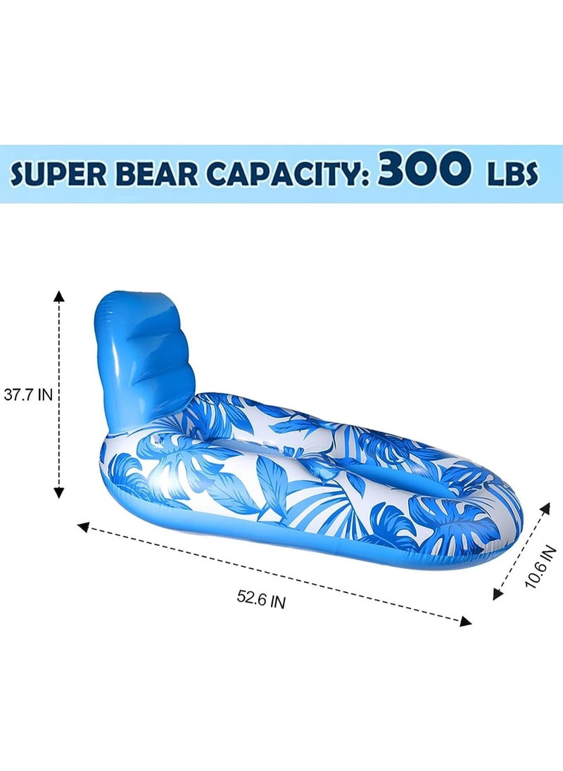 Inflatable Pool Float Adult - Pool Floaties Lounger Floats Rafts Floating Chair Floats Water Floaty for Swimming Pool Lake Lounge Float with Cup Holders Beach Pool Party Toys for Adults Blue