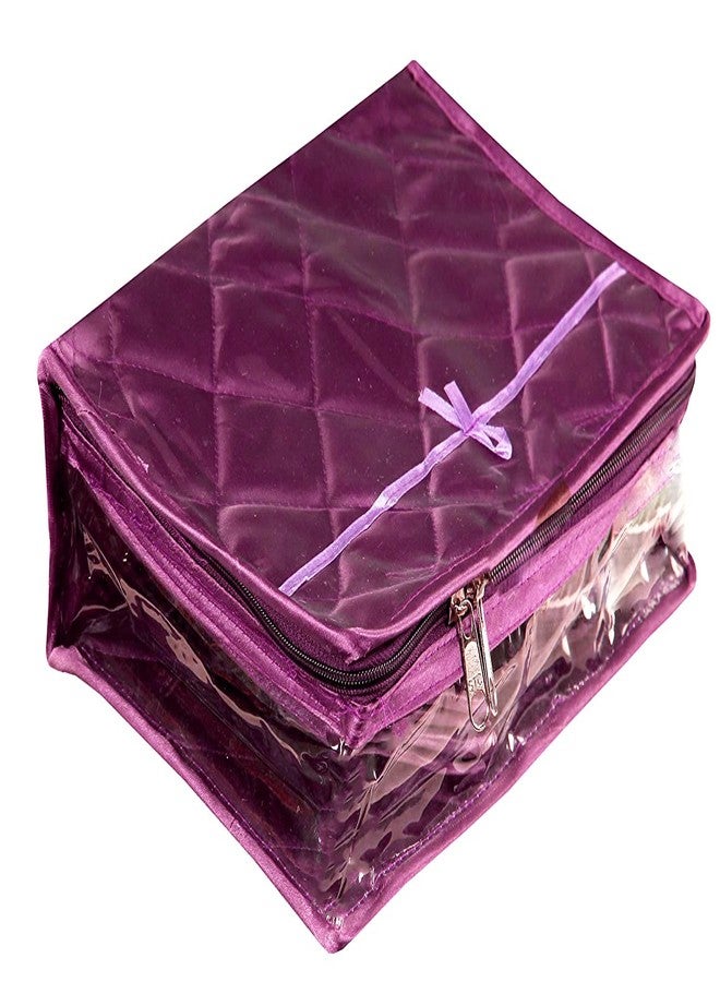 LUCES Combo Purple 2 Bangle Chain Necklace Jewelry Pouch with Blue Ring Earring Box Satin Wardrobe Organizer Jewellery Vanity Box - Image 5