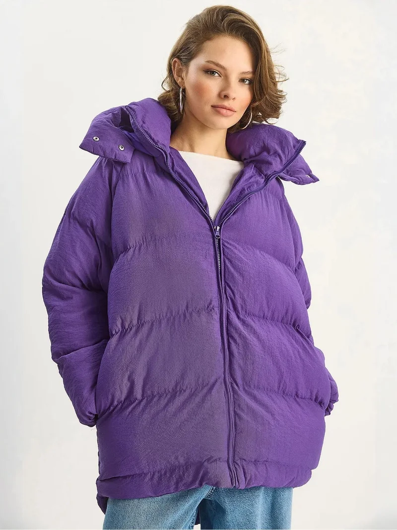 Bianco Lucci LUCCI Oversized Hooded Puffer Coat
