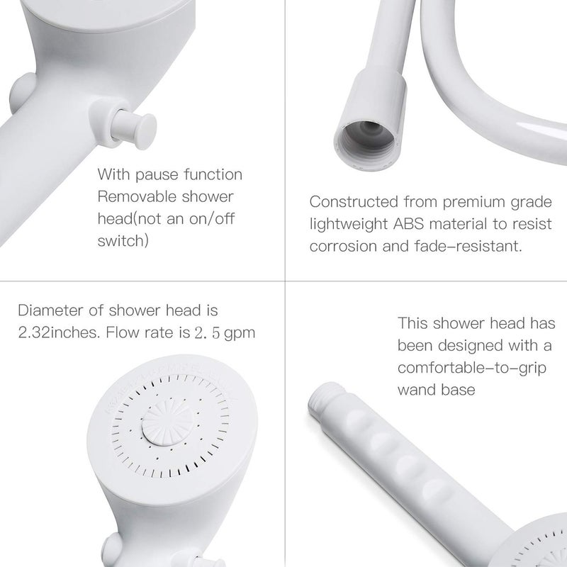 OYMOV RV Shower Head with Hose - Non-Metallic Outdoor RV Shower Kits Replacement with Pause Function for RVs, Fifth Wheels, Motor Homes, Travel Trailers, Campers, Boats, White - Image 2