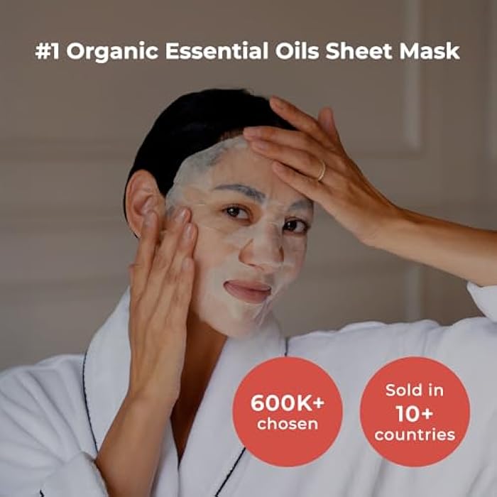INNA ORGANIC Sheet Mask - Brightening & Radiance, EWG & COSMOS Certified (Pack of 5) | Neroli Essential Oils Infused Skin Care | Luxury Clean Beauty - Image 2