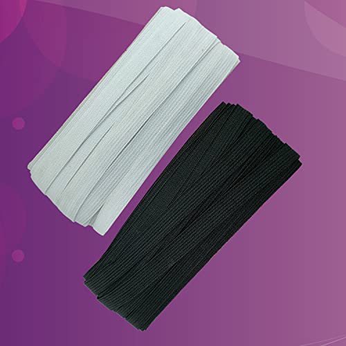 Aakriti 10 Meter White & 10 Meter Black Polyester Elastic Used for Sewing, Stitching, Tailoring, Elastic Pants and Other DIY Items Mask Making Elastic(Knitted Elastic, 10MM) - Image 2