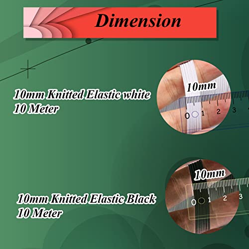 Aakriti 10 Meter White & 10 Meter Black Polyester Elastic Used for Sewing, Stitching, Tailoring, Elastic Pants and Other DIY Items Mask Making Elastic(Knitted Elastic, 10MM) - Image 5
