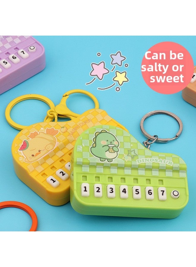 Creative Mini Piano Keychain Light-emitting Handheld Music Electronic Organ Toy Bag Pendant Ornaments Grab Machine Gift-Color:Cute Yellow Duck Piano-round Ring  - Image 4