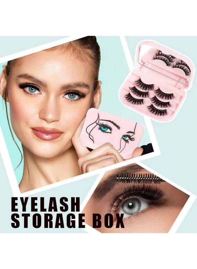 YiQiYi Cosmetic Case Empty Eyelashes Storage Case With Makeup Mirror Holder Box Fake Eyelash Packing Travel Storage Case Eyelashes Bag(Light Pink) - Image 4