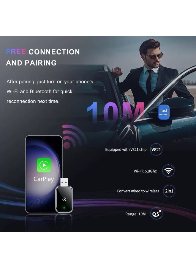 ALTRONE Mini 2-in-1 Wireless CarPlay & Android Auto Adapter, 5G Fast Connection, Plug & Play Smart Dongle Compatible with 98% Vehicles (USB & Type-C Ports) - Image 3