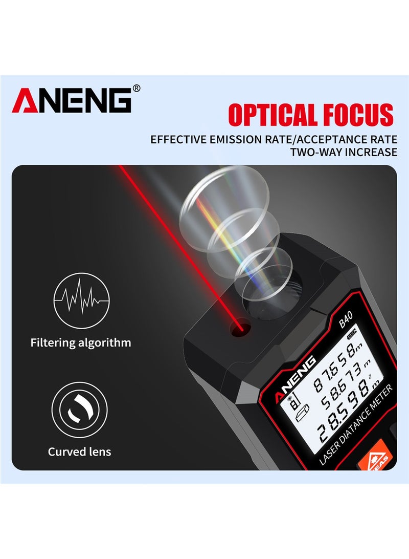 مقياس البعد بالليزر رقمي 40/60/80/100 ملم + مستوى فقاعة يدوي LCD + قياس بيثاغورسي وتحويل وحدات. - Image 3