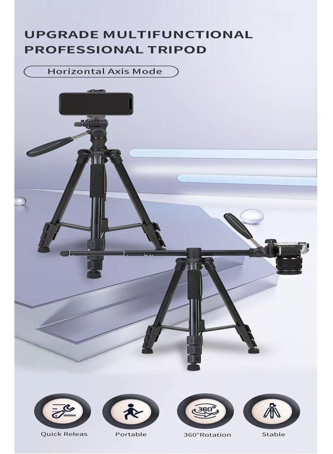 MUDISO Professional Aluminium Tripod Monopod for All DSLR Cameras Lightweight Tripod Stand 360 degree 3 way Head Travel Phone Stand Aluminum (KP-2274) - Image 2