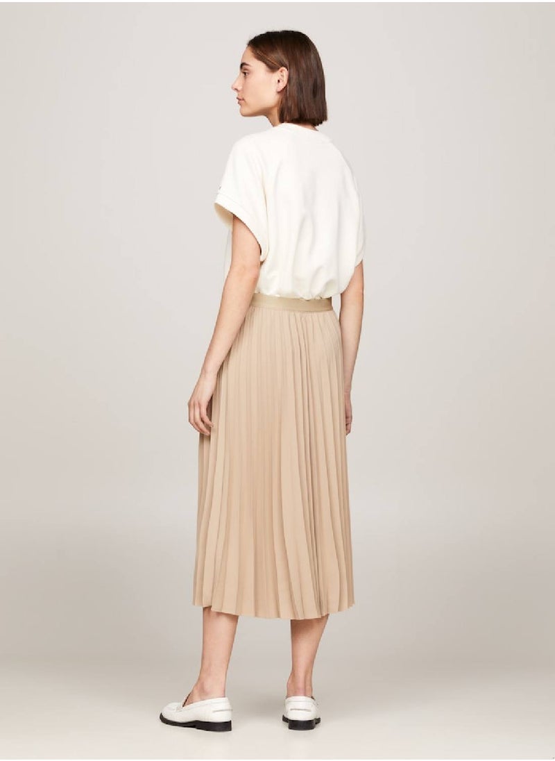 Women's Logo Waistband Pleated Midi Skirt -  Recycled polyester blend twill, Beige - pzsku/Z331D20F4ACD0029B8CB0Z/45/_/1724216748/3c19e4ae-9026-4712-b00b-78db645a03ac