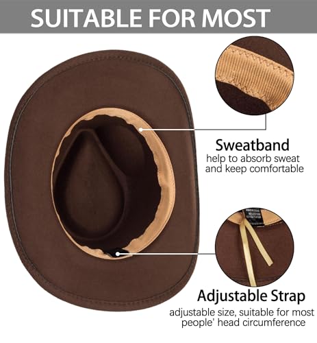 Vikodah Kids Western Cowboy Hat Wide Brim with Band Wool Felt Vintage Jazz Fedora Cowgirl Hats for 3-7 Years Boys Girls - Image 5