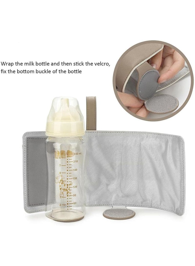 SOLARAE سخان زجاجة محمول، مع 3 تحكم في درجة الحرارة، حقيبة غطاء زجاجة حليب معزولة ذكية للسفر، سخان زجاجة أطفال USB لحليب الثدي أو الحليب الصناعي للسفر والأنشطة الخارجية الأخرى (بني) - Image 3