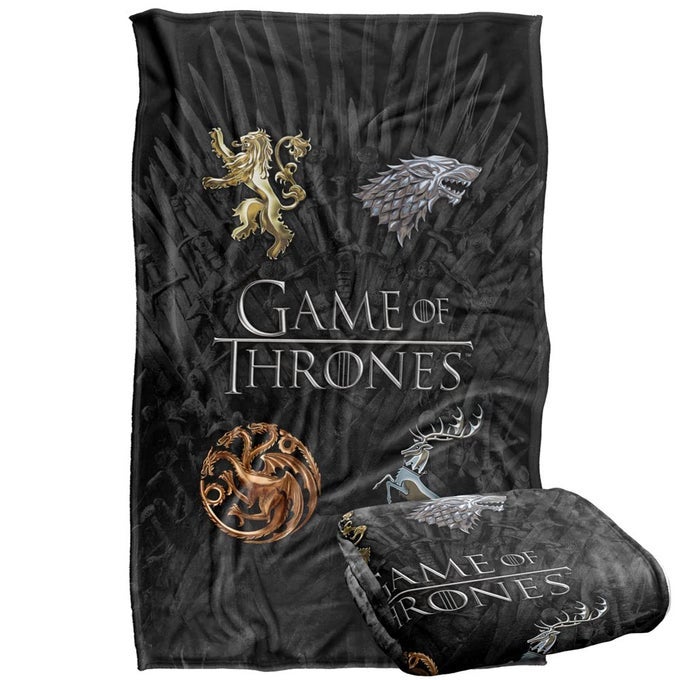 GAME OF THRONES BLANKET 36X58 CHROME HOUSE SIGILS SILKY TOUCH SUPER SOFT THROW BLANKET
