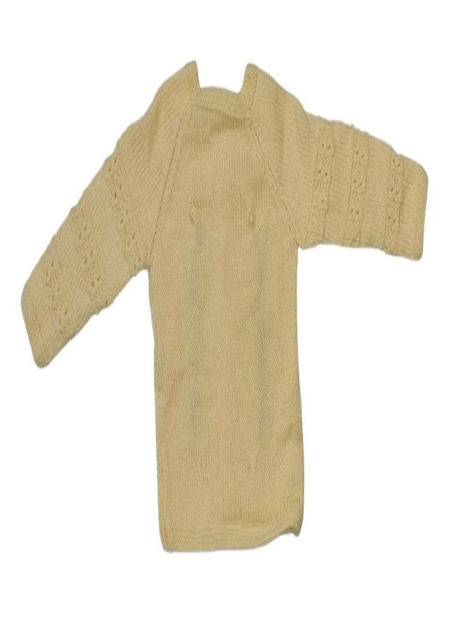 Cute Collection Hand Knitted New Born Baby Woolen Sweater with Pyjami Cap and Pair of Booties 6 to 12 Months Baby Boys and Girls Yellow Color - Image 4