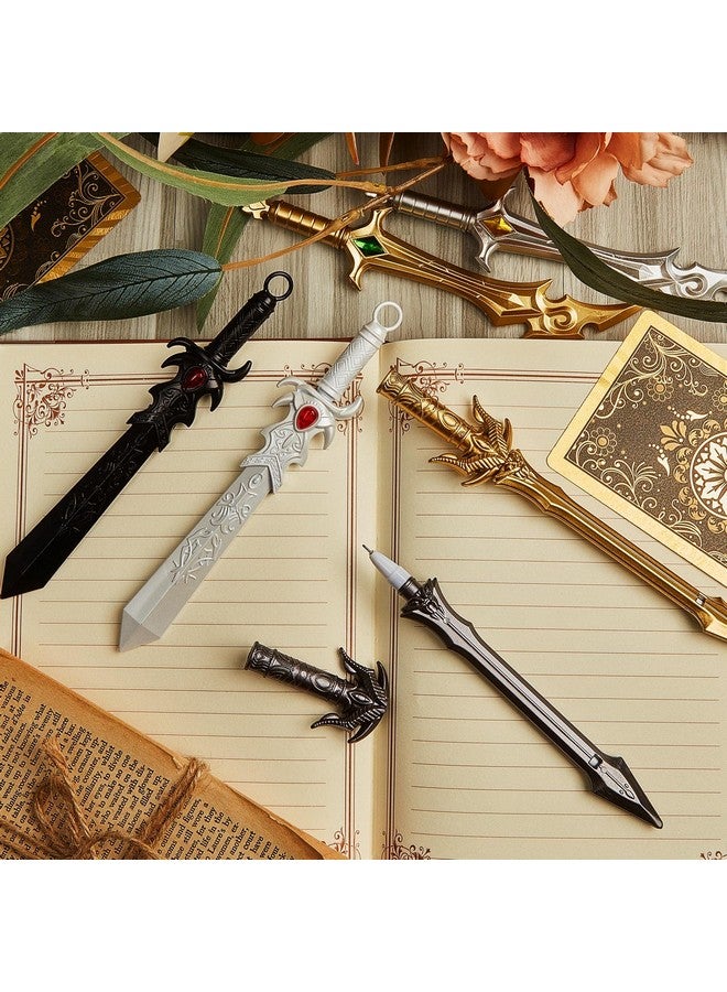 Yexiya Ancient Sword Pens Set Gel Ink Novelty Fun Cool Sword Pens Plastic Gel Ink Pens Cool Pens for Christmas Birthday Party Presents and Writing Random Style - Image 5