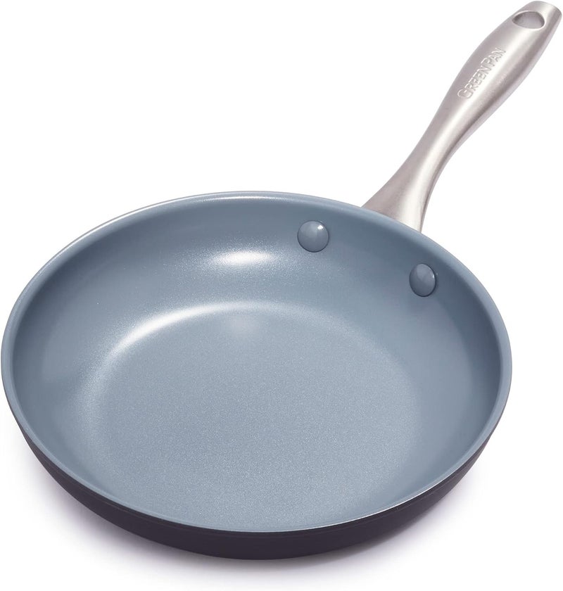 Greenpan Lima Hard Anodized 8" Frying Pan Skillet Nonstick, Ceramic Nonstick, PFAS-Free Nontoxic Pots and Pans, Oven & Broiler Safe, Stainless Steel Handle, Cookware for Eggs & Omelet, Gray - Image 1