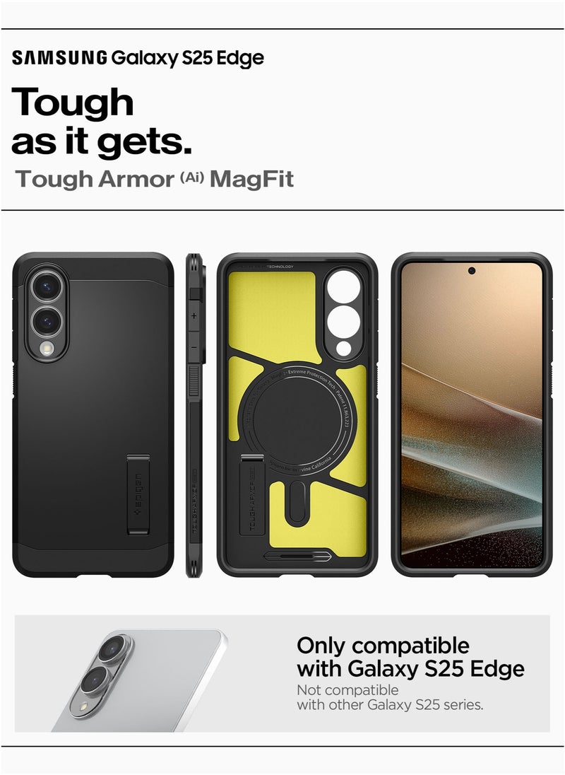 Spigen - Tough Armor MagFit AI for Samsung Galaxy S25 EDGE Case Cover with MagSafe - Black - Image 1