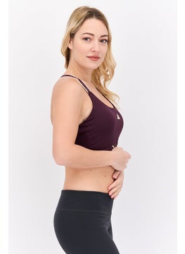 Adidas Women Brand Logo Lightly Padded Training Sports Bra, Dark Mauve  - Image 2