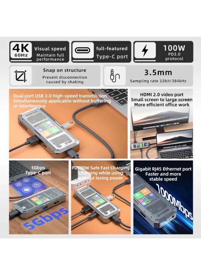 بيفا وصلة بيفا PIVA G71 الذكية 7 في 1 – أداء فائق وشحن سريع  PD 100W مع شاشة رقمية - Image 4