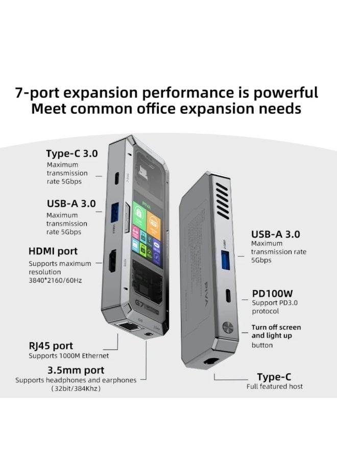 بيفا وصلة بيفا PIVA G71 الذكية 7 في 1 – أداء فائق وشحن سريع  PD 100W مع شاشة رقمية - Image 5