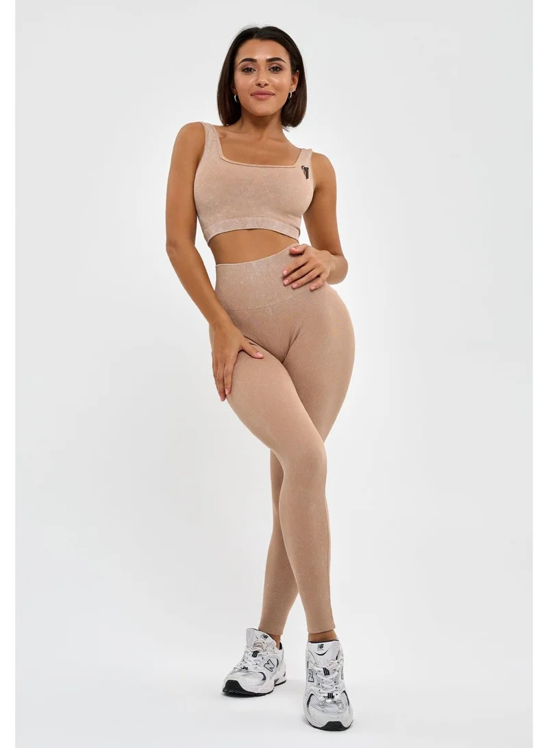 Bona Fide Marble Leggings Beige Marble High Waist Gym Leggings for Women for Women | Best Price UAE