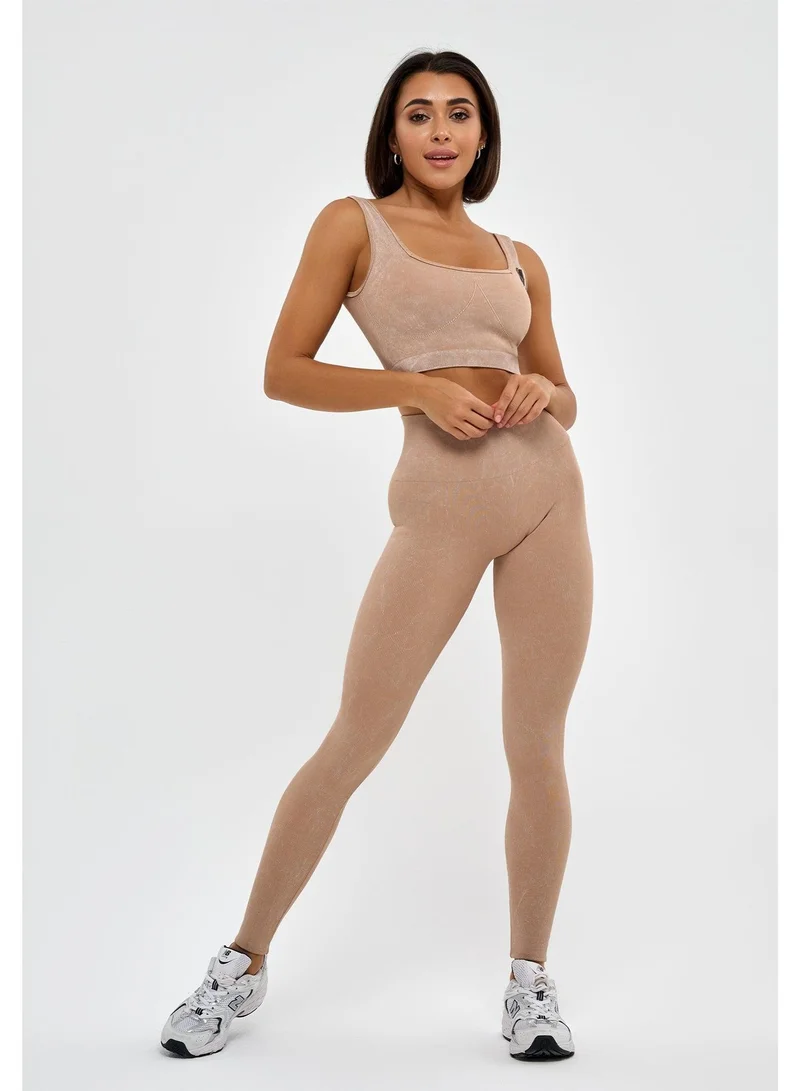 Bona Fide Marble Leggings Beige Marble High Waist Gym Leggings for Women for Women | Best Price UAE