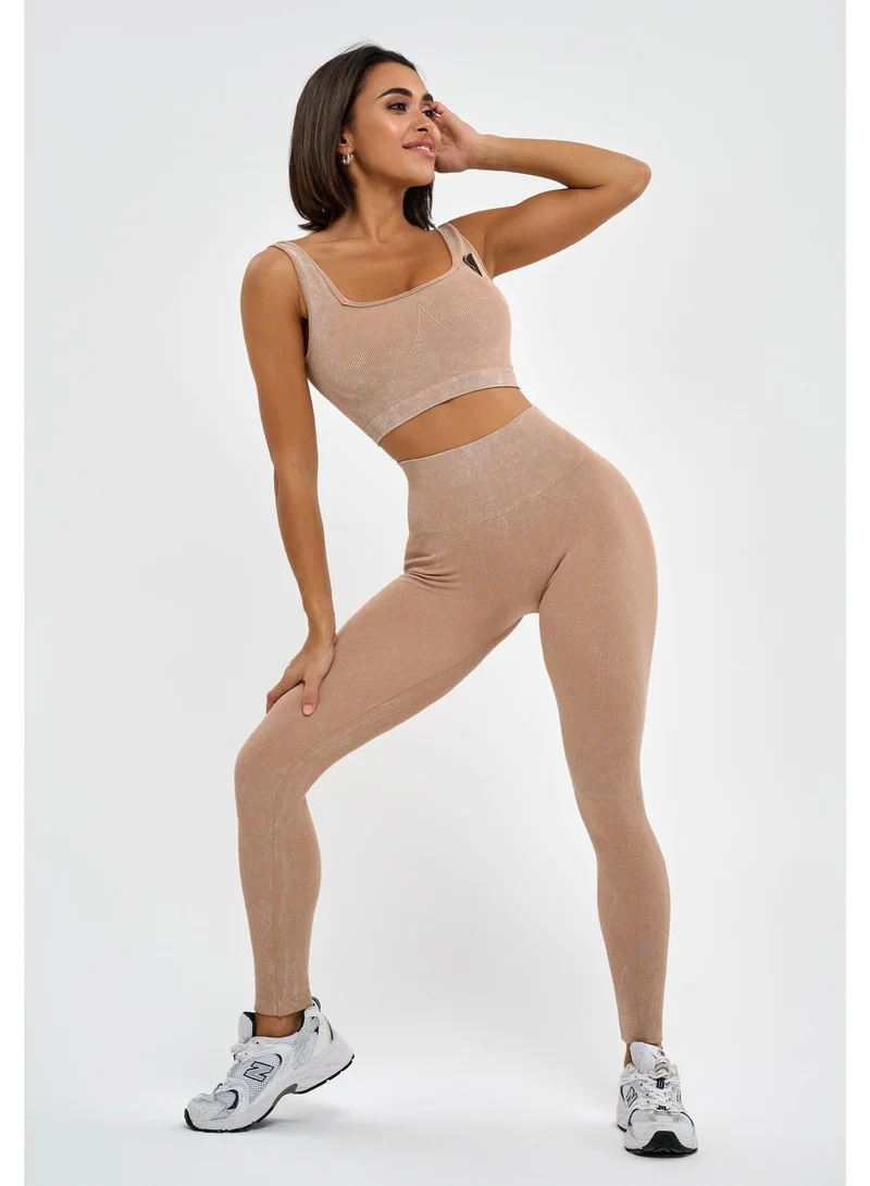 Bona Fide Marble Leggings Beige Marble High Waist Gym Leggings for Women for Women | Best Price UAE