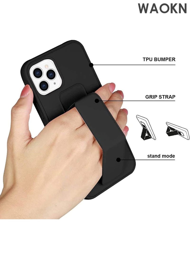 WAOKN Case for iPhone 16 Pro Max Cover, Back Stand Case with Magnet Holder, Premium Silicone Vertical and Horizontal Hand Strap Grip Case with Stand, Shockproof cover case for iPhone 16 Pro Max（Black） - Image 4
