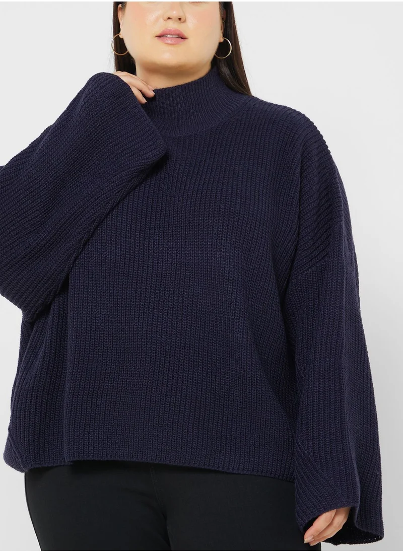 Topshop Curve High Neck Knitted Sweater