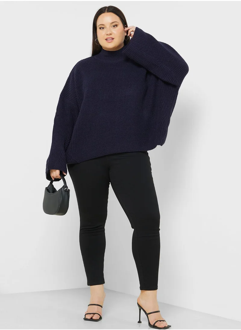 Topshop Curve High Neck Knitted Sweater