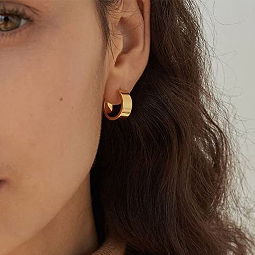 ALEXCRAFT Gold Small Hoop Earrings for Women Hypoallergenic Lightweight 14K Gold Huggie Earrings Set Thick Huggies Hoops（4 Pairs） - Image 5