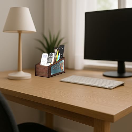 AVATAAR STUDIO Multipurpose Wooden Remote Stand Organizer with 3 Compartments, Premium Engineered Wood Desk Organizer for TV/AC Remotes, Stationery, Charger, Home & Office Use (Dark Walnut-2) - Image 5