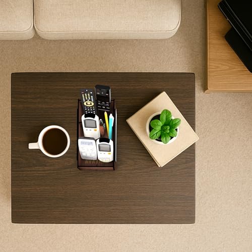 AVATAAR STUDIO Multipurpose Wooden Remote Stand Organizer with 3 Compartments, Premium Engineered Wood Desk Organizer for TV/AC Remotes, Stationery, Charger, Home & Office Use (Dark Walnut-2) - Image 4