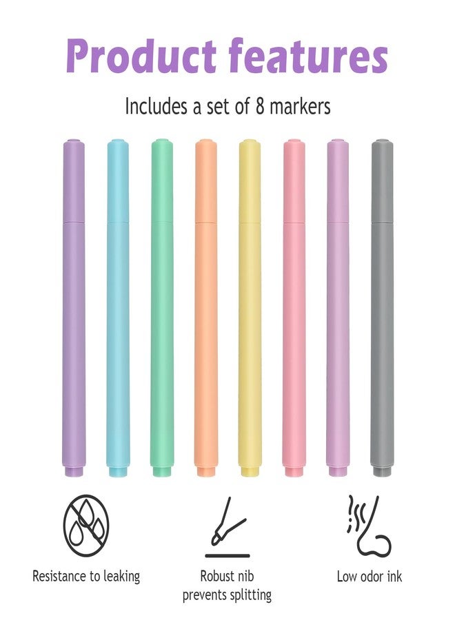 Ddaowanx Dry Erase Markers,Aesthetic Erasable Whiteboard Marker,Assorted Colors,Gifts for Teen Girls School Supplies(8) - Image 3